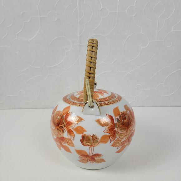 Vtg. Napcoware Japan Teapot With Lid Hand Painted Famille Rose Orange Porcelain - Picture 10 of 15